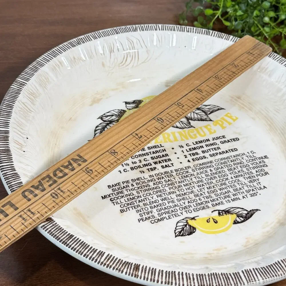 Vintage Lemon Meringue Pie Recipe Plate 11” Royal China Crazing